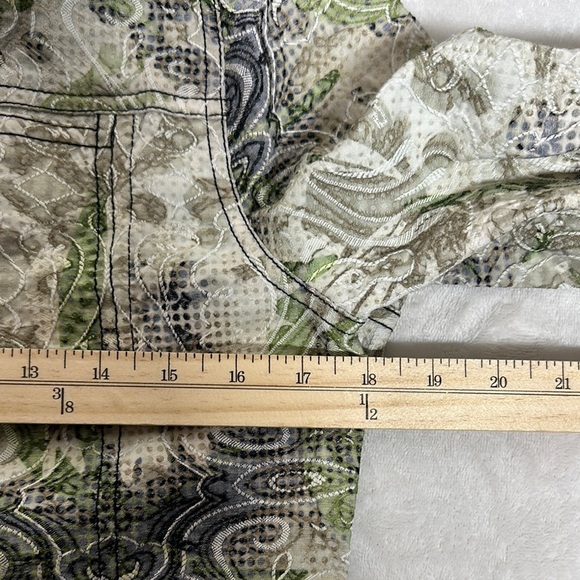 KEREN hart Green Jean Jacket with Artistic Botanical Print - Picture 7 of 13